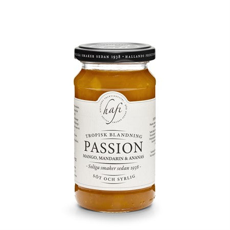Passion Mango Mandarin & Ananas Kompott 235g – tropisk fruktblandning perfekt till rulltårta, glass och milkshake från Hafi - LIV Spice & Co
