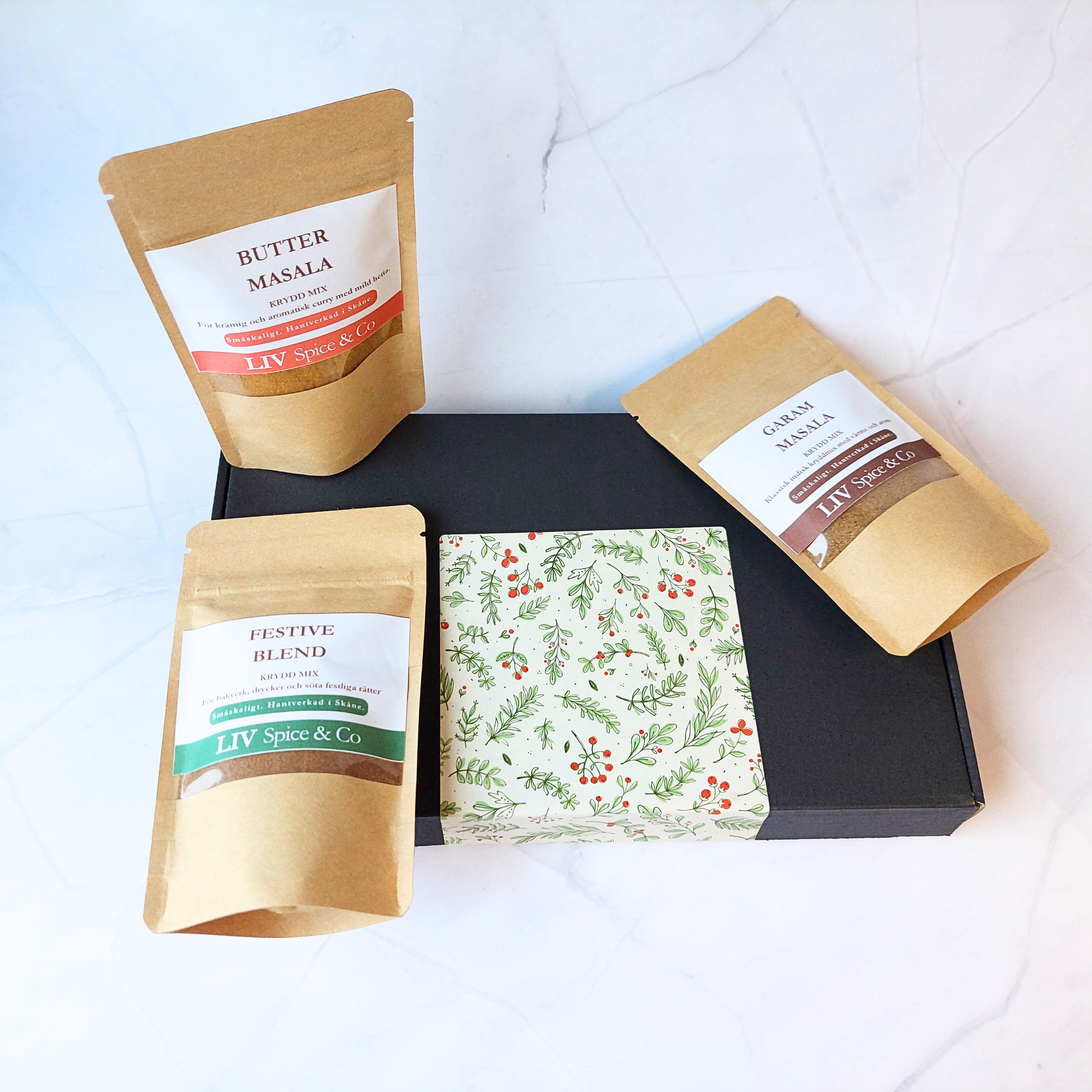 Smakresa till Indien presentbox med indiska kryddblandningar från LIV Spice & Co