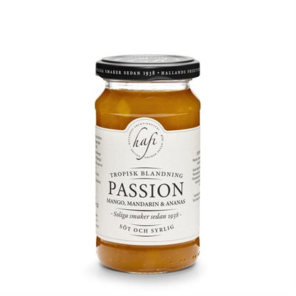 Passion Mango Mandarin & Ananas Kompott 235g – tropisk fruktblandning perfekt till rulltårta, glass och milkshake från Hafi - LIV Spice & Co