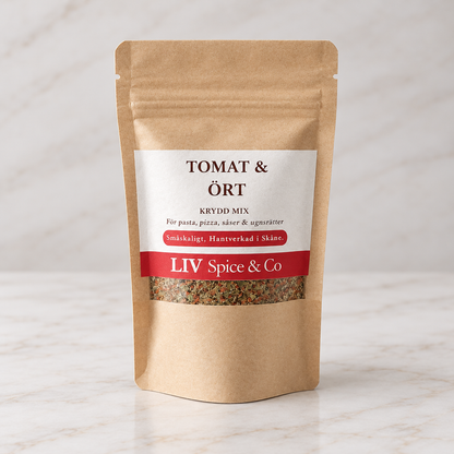 Tomat & Ört kryddblandning i kraftpåse från LIV Spice & Co